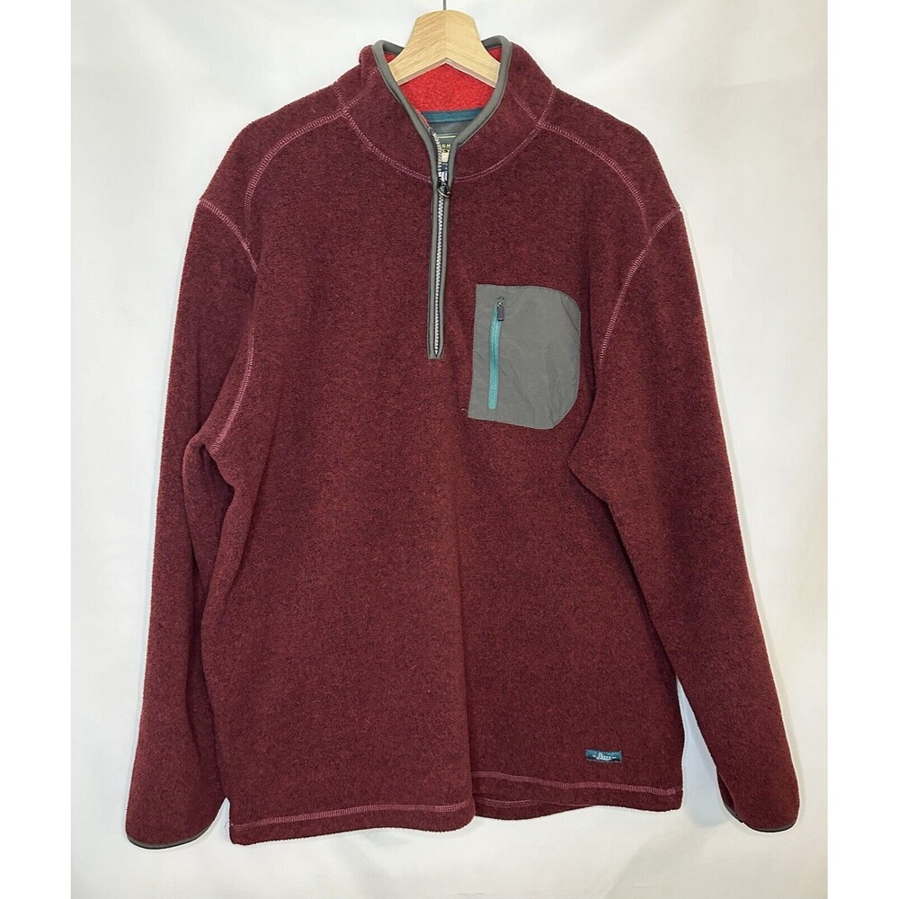 G.H. BASS & CO Explorer 1/4 Zip Up Burgundy Fleece Sweater Men's XL